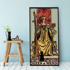 Poster de cartes de tarot La reine des baguettes - Impression de cartes de tarot La reine des baguettes (pas de cadre)