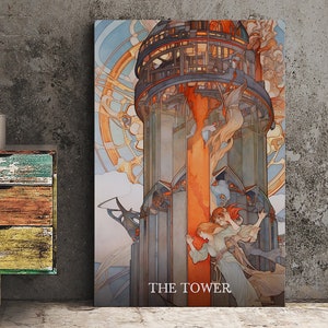 The Tower- Tarot Karten Print - The Tower Card Poster, kein Rahmen