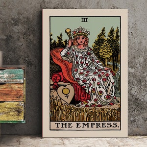 L'Impératrice - Impression de cartes de tarot - Poster L'Impératrice avec ciel bleu, pas de cadre