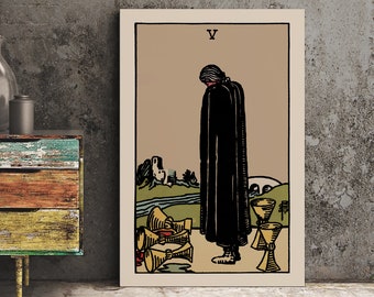 Five of Cups - Tarot Card Print - The Five of Cups Card Poster, No Frame