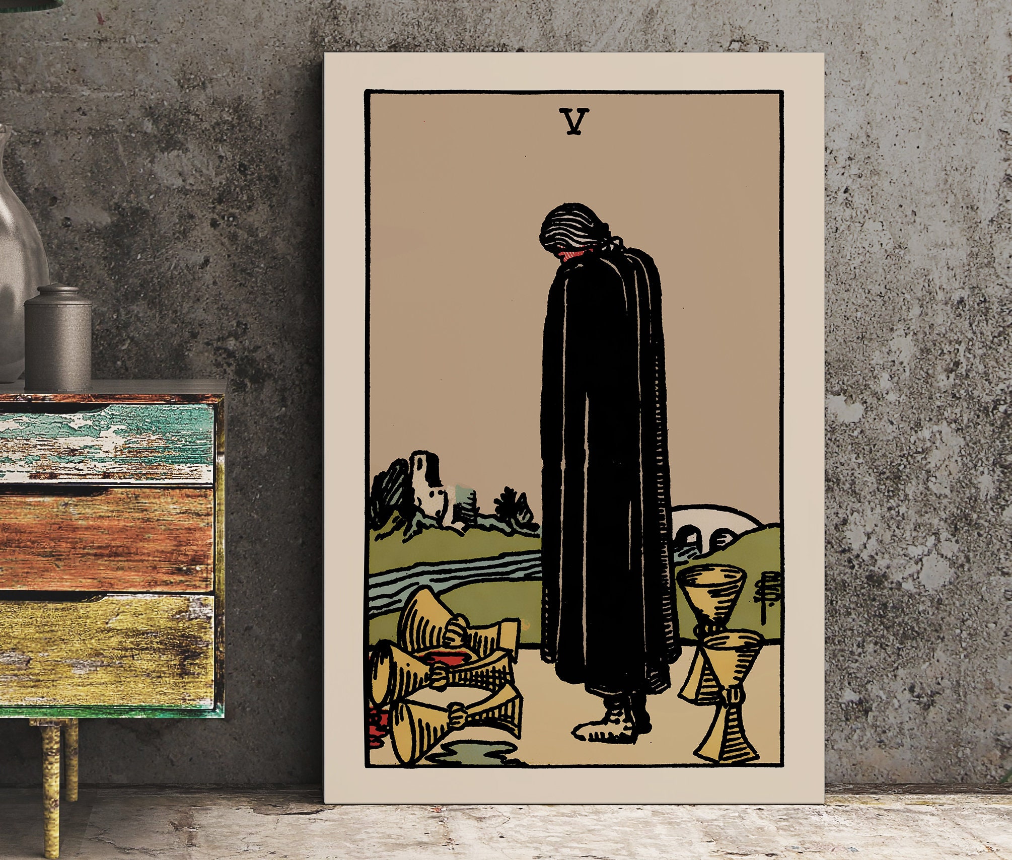 Five of Cups Tarot Card Print the Five of Cups Card Etsy UK