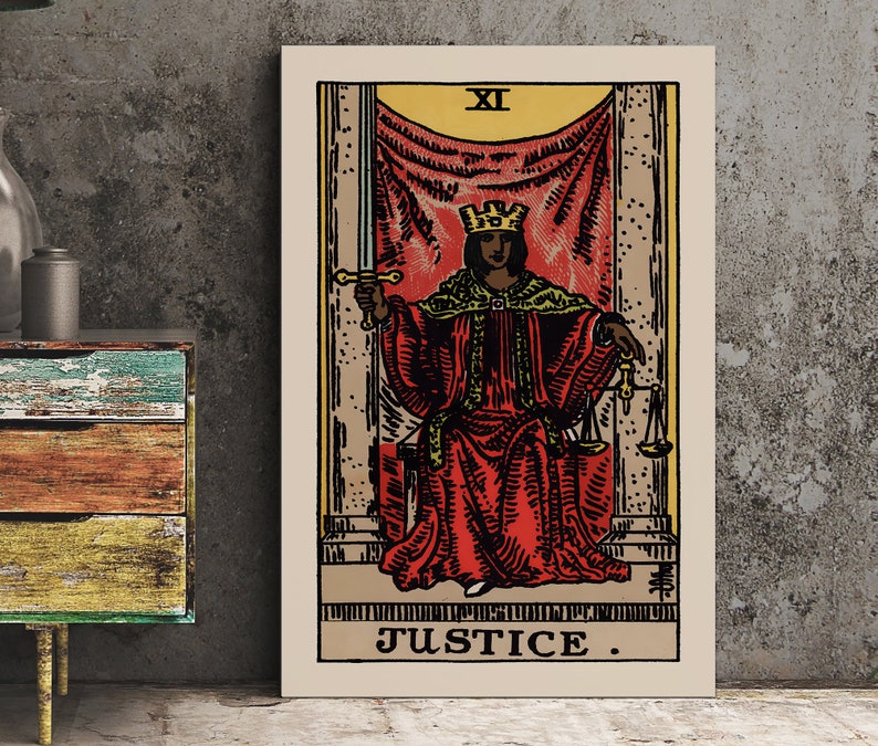 Justice Tarot Card Print Tarot Card the Justice Black - Etsy