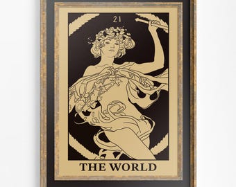 Art Nouveau 'The World' Tarot Card Print