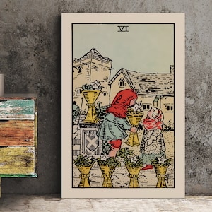 Six Of Cups - Tarotkaartprint - The 6 Of Cups-kaartposter, geen lijst