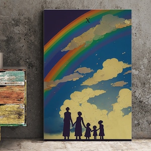 Ten Of Cups - Tarot Card Print - The 10 Of Cups from the Green Menagerie Deck Card Poster, No Frame
