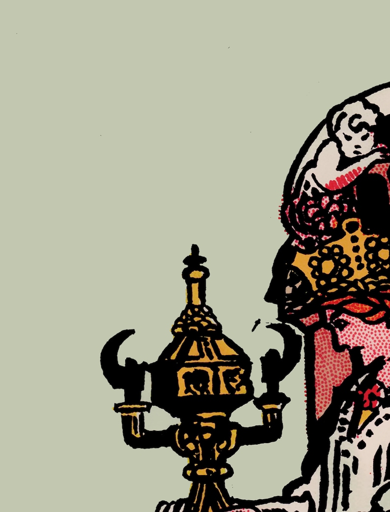 Queen of Cups Tarot Card Print the Queen of Cups Card Etsy