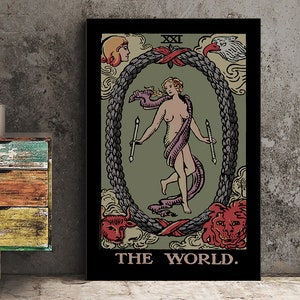 The World-tarotkaartprint - The World Card Harvest-poster, geen lijst