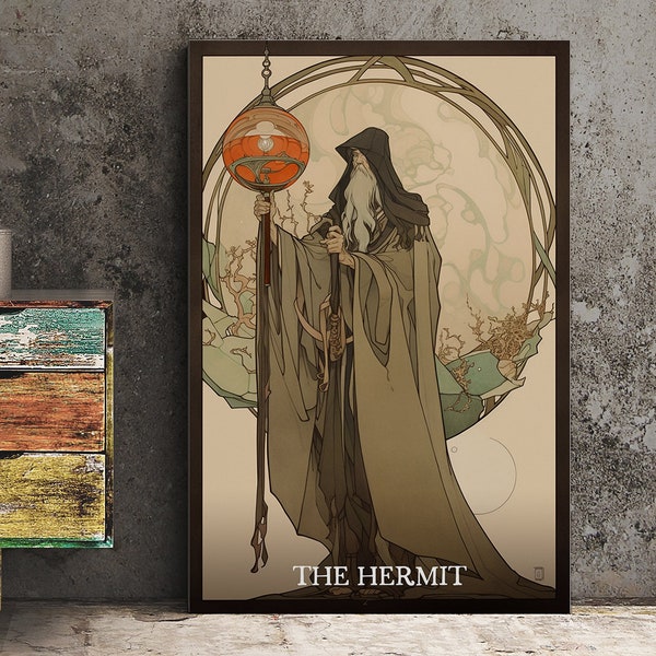 The Hermit - Tarot Card Print - The Hermit Card Poster, No Frame - Perfect For A Dorm Room