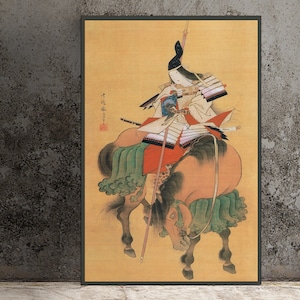 Japanese Print - Samurai Woman on a Horse Poster (No Frame)