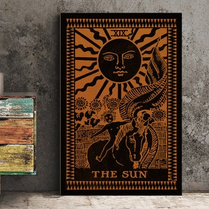 The Sun- Tarot Card Print - The Star Terracotta Poster, No Frame