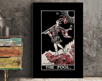 Lámina de la carta del Loco del Tarot – Póster tricolor, sin marco.
