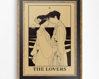 Art Nouveau Tarot Card Print - The Lovers Poster
