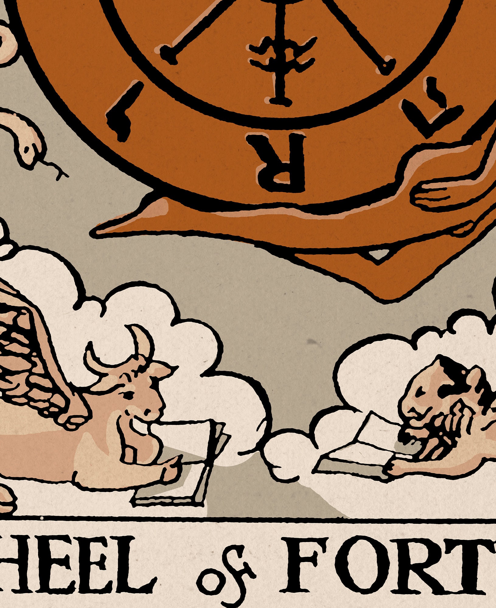 運命の輪 - タロットカードプリント - タロットカード 運命の輪 ニュートラルな雰囲気のカード カラーブロックポスター エクレクティックタロット、フレームなし  - Etsy 日本