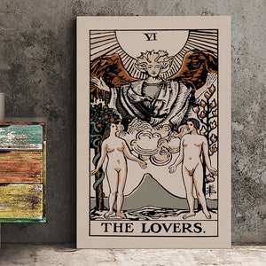 The Lovers - Tarot Karte Print - The Lovers Card Neutral Vibe Poster Eklektischer Tarot, kein Rahmen