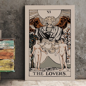 The Lovers - Tarot Karte Print - The Lovers Card Neutral Vibe Poster Eklektischer Tarot, kein Rahmen