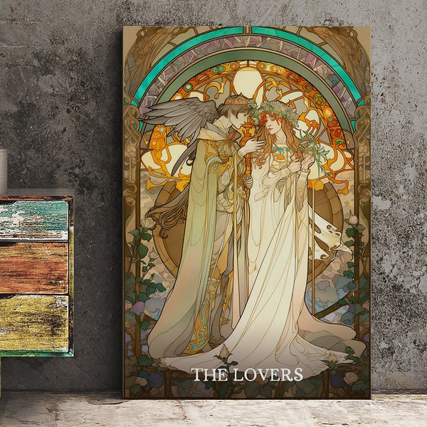 The Lovers - Tarot Card Print - The Lovers Card Poster, No Frame