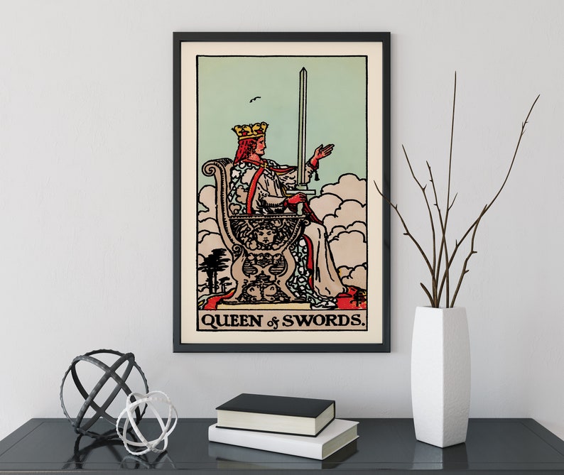 Queen of Swords Tarot Card Print  The Queen of Swords Card image 0