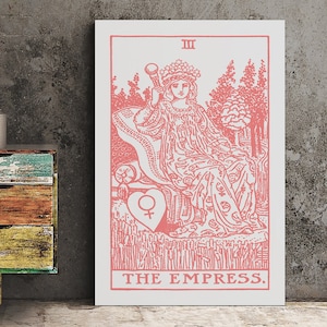 The Empress - Tarot Card Print - The Empress Card Pink and White Poster, No Frame