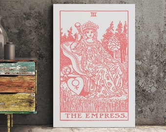 Lámina de la carta del Tarot de La Emperatriz - Póster artístico en rosa y blanco