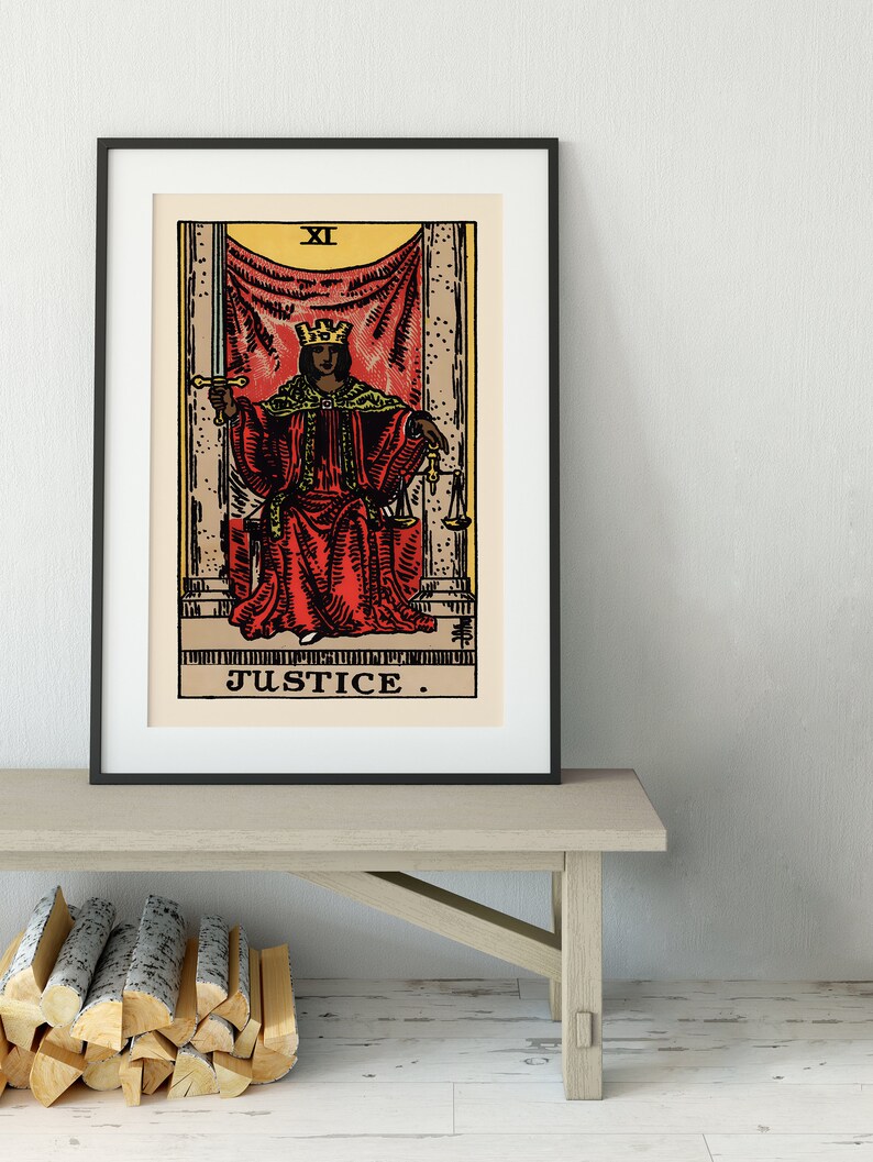 Justice Tarot Card Print Tarot Card the Justice Black - Etsy