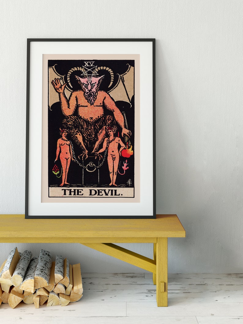 The Devil Tarot Card Print – Occult Baphomet Art - Etsy
