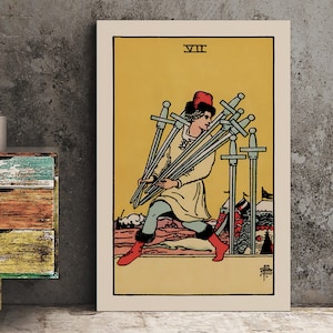 7 of Swords - Tarot Card Print - The Seven of Swords Card Poster, No Frame
