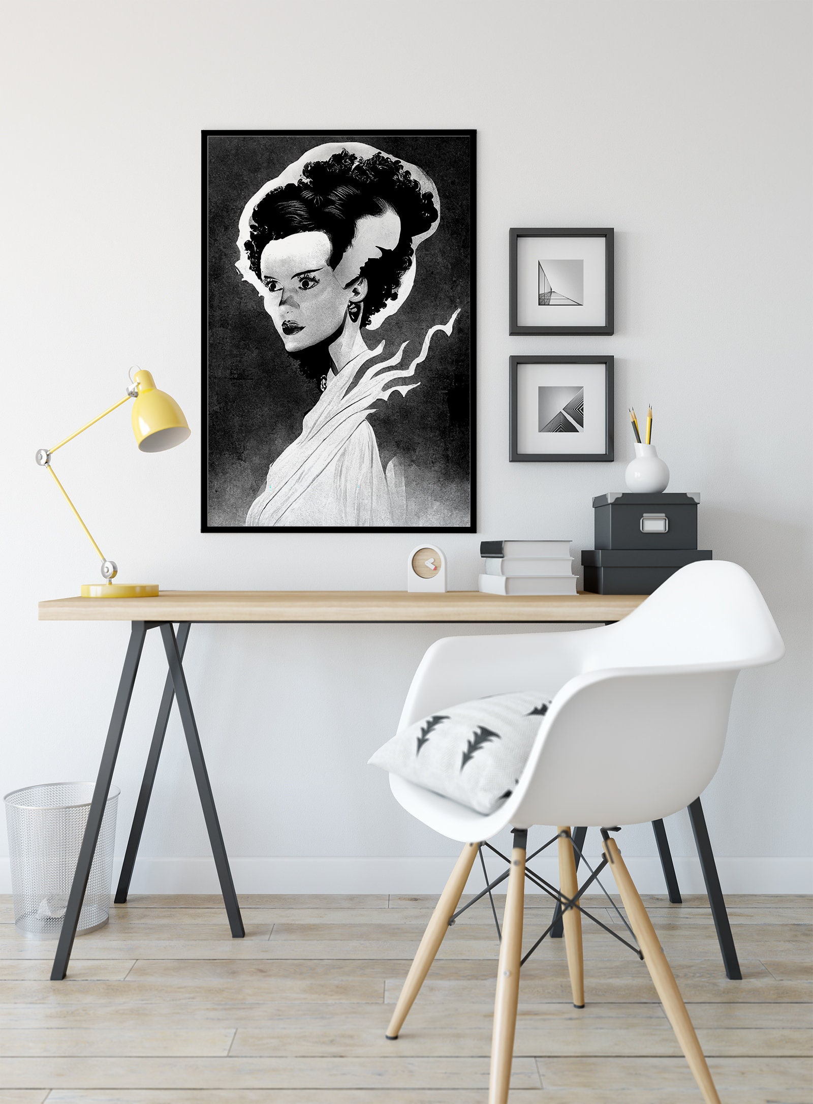 Bride of Frankenstein Art Print, Classic Monster Halloween Poster - Etsy