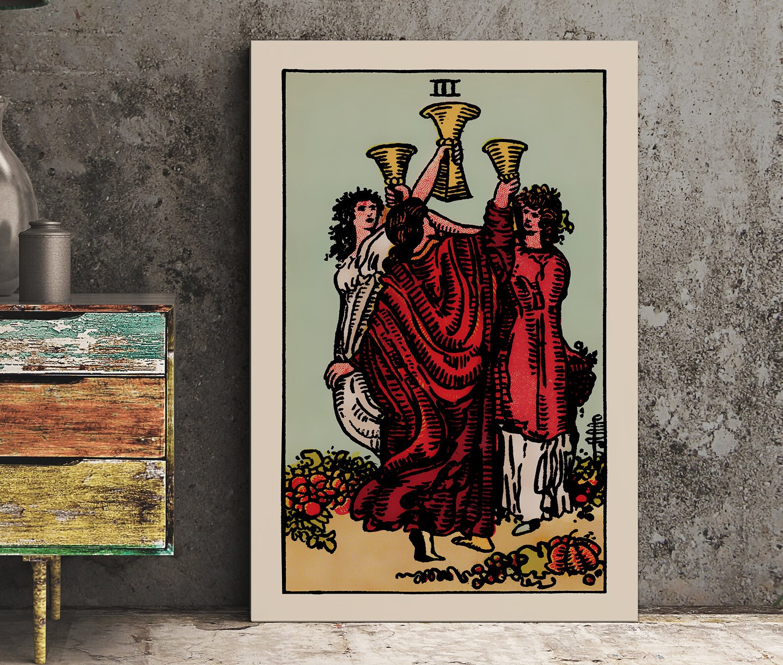 3 Of Cups Tarot Card Print Vintage Style Art Poster Etsy 3-of-cups-tarot-card-print-vintage-style-art-poster-etsy