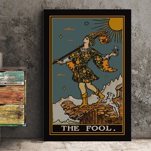El Loco - Impresión de la carta del Tarot - Póster de la carta del Loco, colores únicos, sin marco