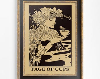 Art Nouveau Page of Cups Tarot Card Print