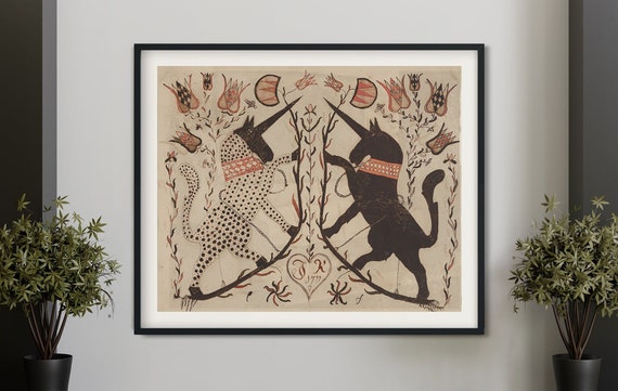 Medieval Unicorn Print | Two Unicorns Art Poster