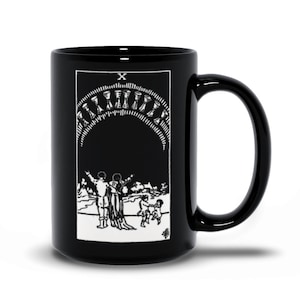 De 10 kopjes tarotkaart koffiemok zwart-wit tien kopjes tarot koffiemok