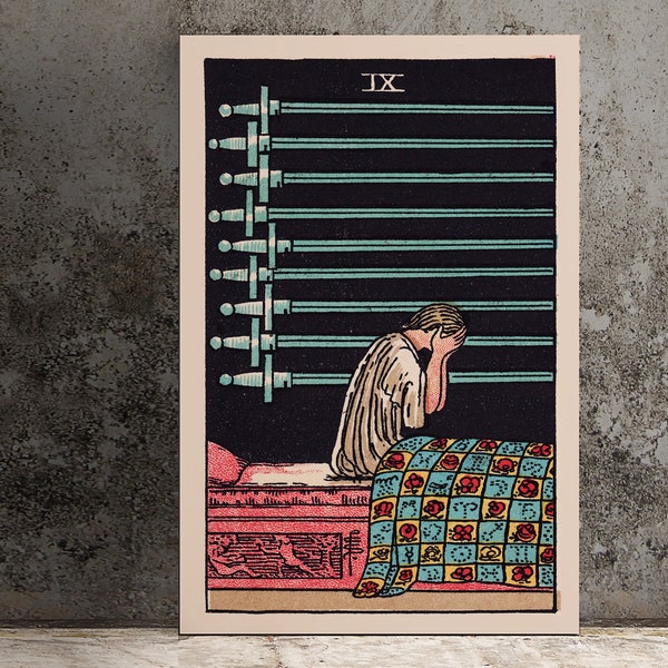 9 schwerter - Tarot Karte Print - The 9 of Swords Card Poster, Kein Rahmen