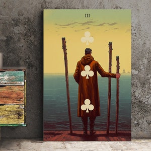 Les 3 baguettes - Impression de cartes de tarot - Poster Les trois baguettes, sans cadre