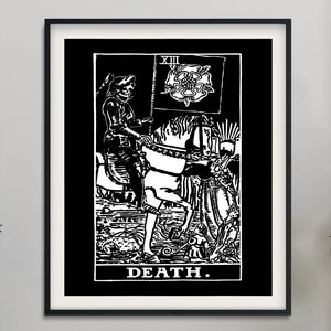 Death - Tarot Card Print - The Death Black Card Rider Waite Black Poster, No Frame