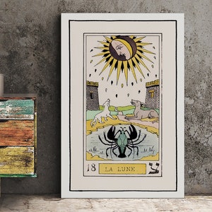 The Moon- Tarot Card Print - The Moon Card Tarot Poster an Oswald Wirth Print, No Frame