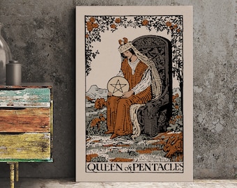 Queen of Pentacles Tarot Card Print - Eclectic Neutral Art