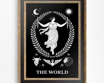 Art Nouveau 'The World' Tarot Card Print