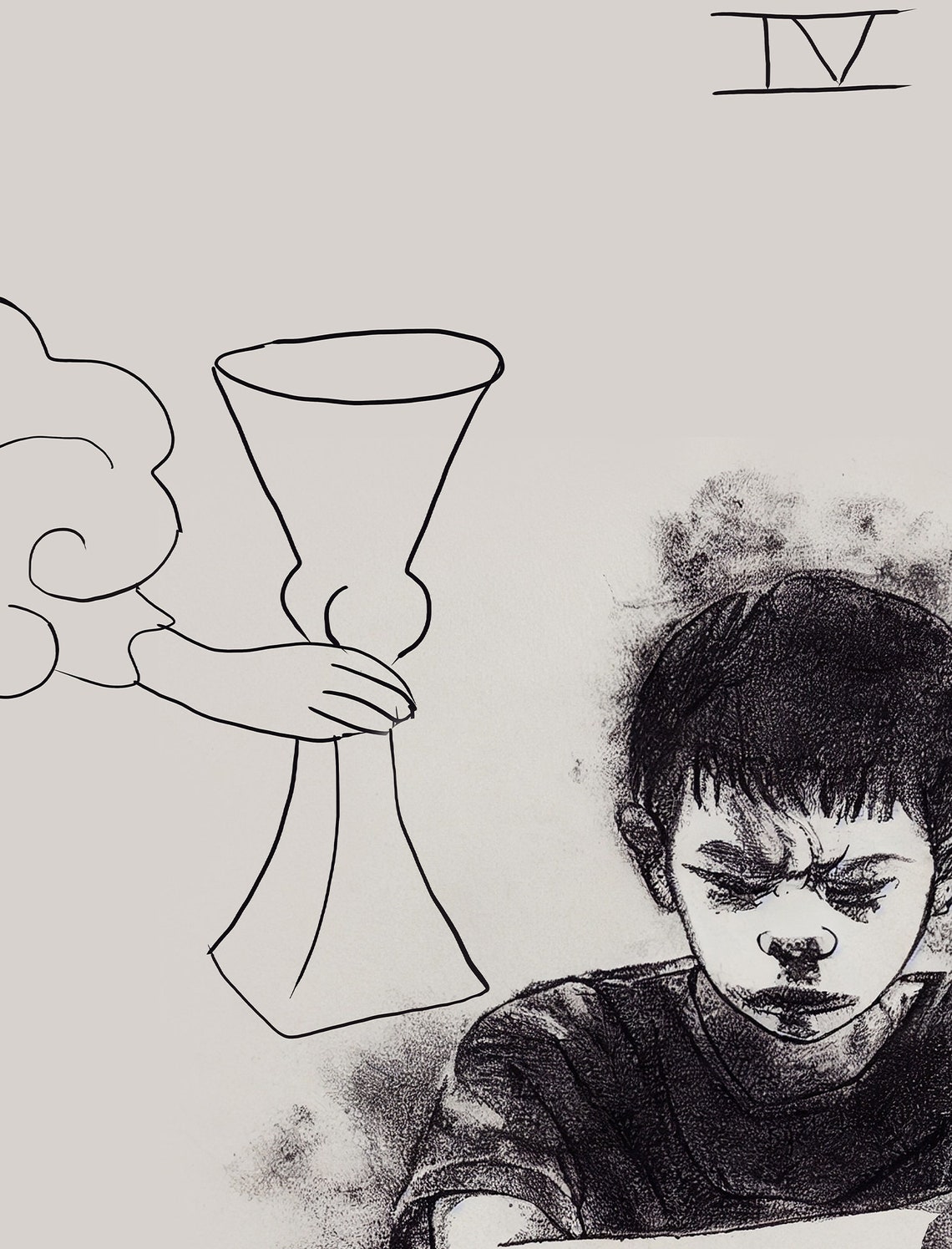 4 of Cups Tarot Card Print From the Green Menagerie Tarot Etsy