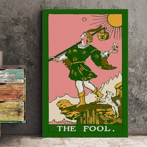 The Fool- Tarot Card Print - The Fool Card Pop Art Goth Punk Bubblegum Colorway Poster, No Frame