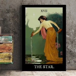 The Star - Impressão de cartas de tarô do Green Menagerie Tarot - The Star Poster, sem moldura