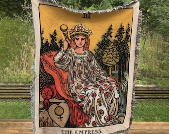 Woven Blanket - The Empress Tarot Card  - Rider Waite Deck - Cotton