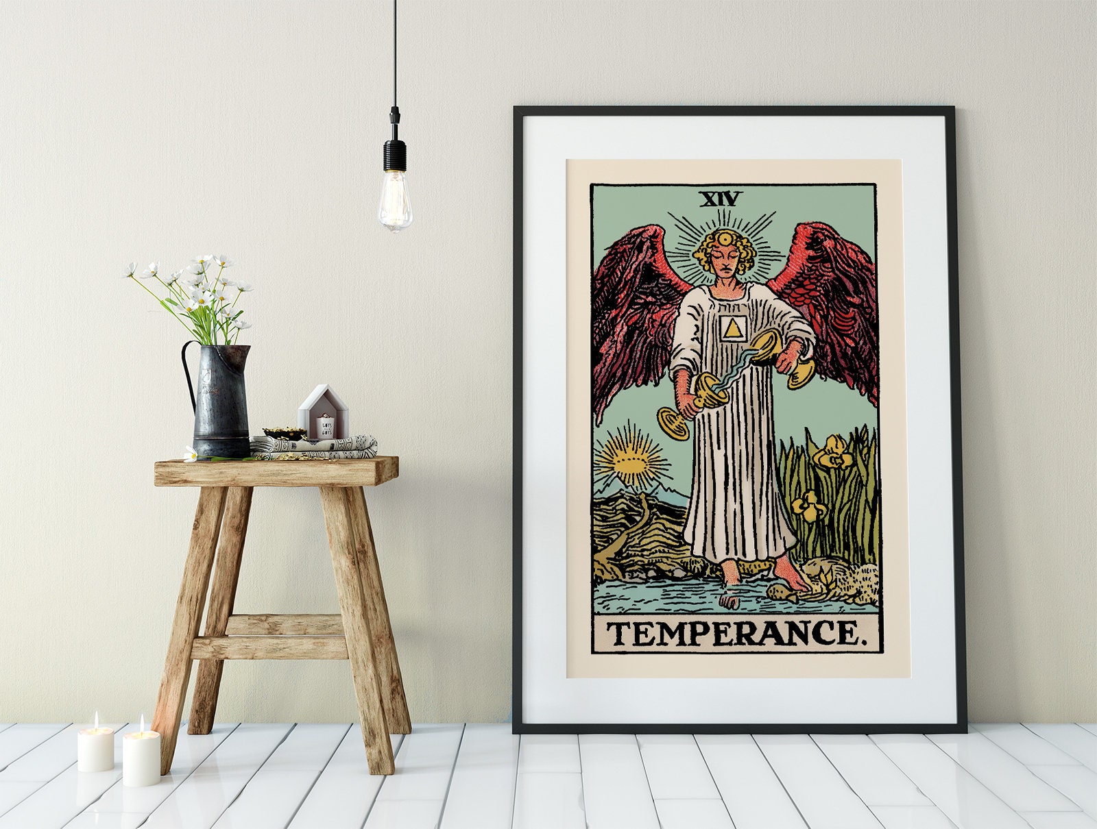 Temperance Tarot Card Print – Winged Angel Art, Blue Poster - Etsy