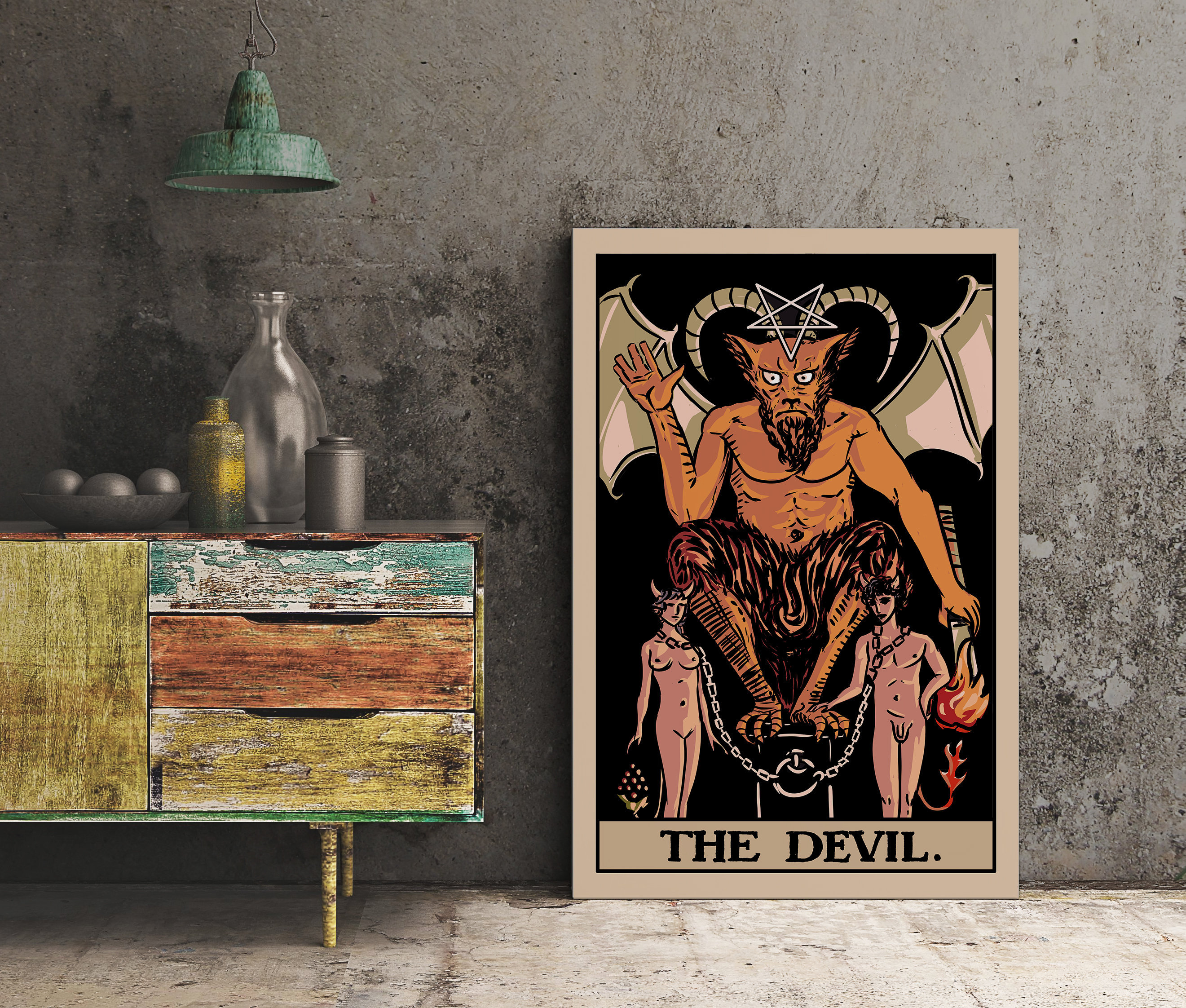 The Devil Tarot Card Print Tarot Card the Devil Card Etsy