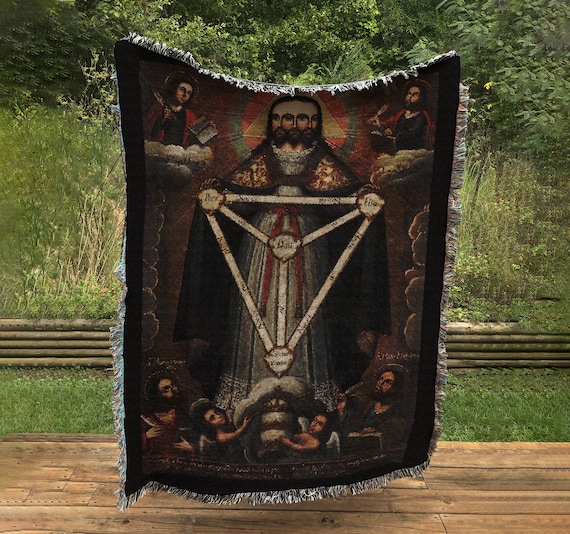 Jesus and the Trifacial Trinity Woven Throw Blanket Tapestry Etsy