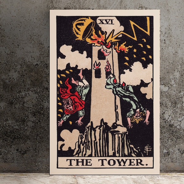 The Tower- Tarot Card Print - The Tower Card Poster, Kein Rahmen