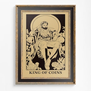 Rey de Oros, estilo Art Nouveau - Impresión de la carta del Tarot - Póster de la carta del Rey de Oros, sin marco
