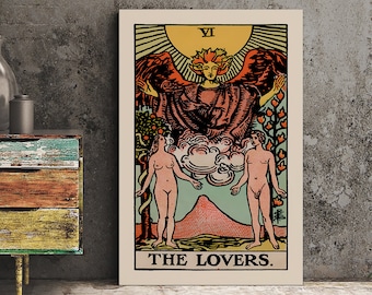 The Lovers Tarot Card Print - Vintage Style Art