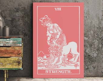 Strength Tarot Card Print - Woman and Lion Art