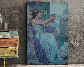 Queen of Cups Tarot Card Art Print - AI Enhanced